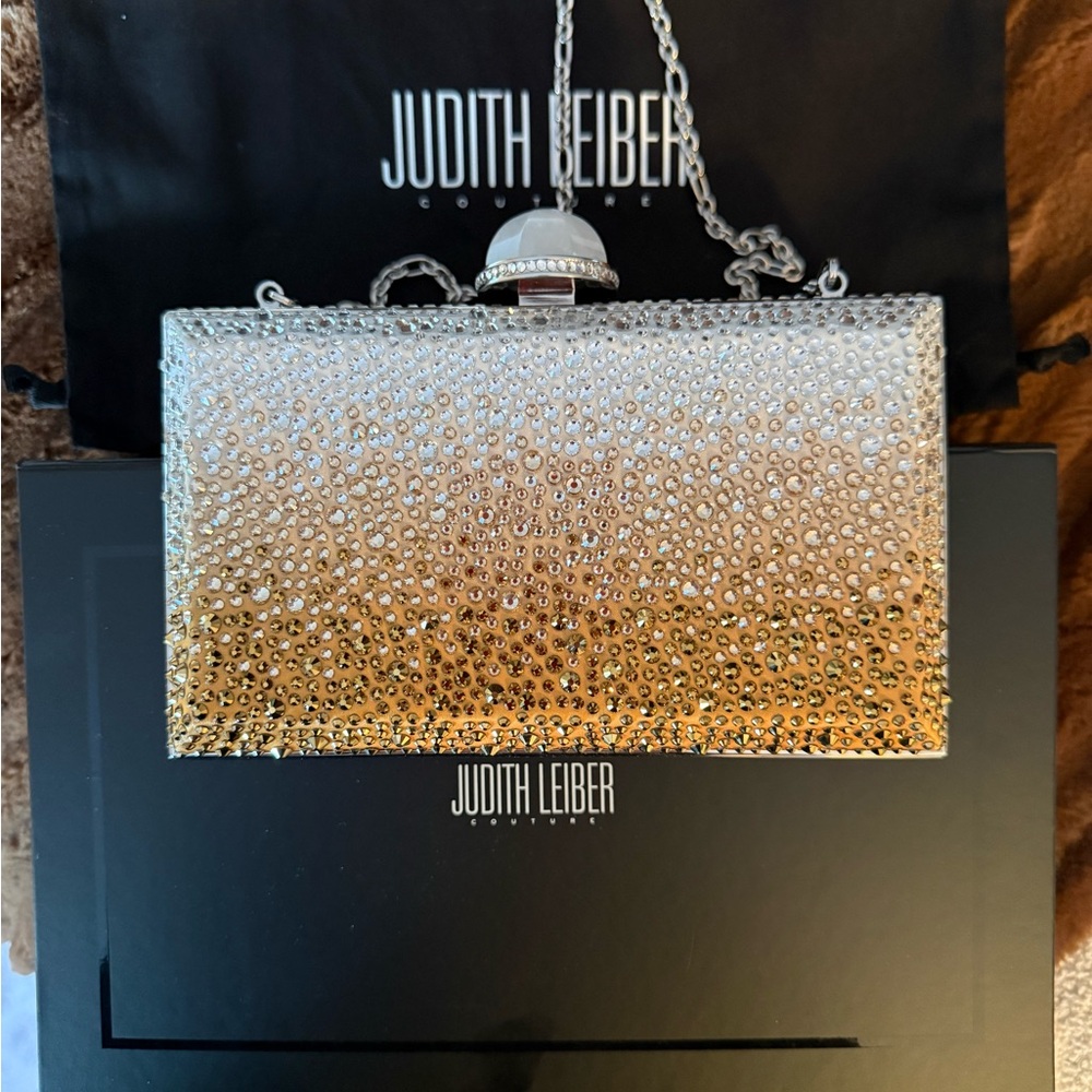 Judith Leiber Gold and Silver Crystal Clutch